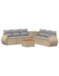 Set di divani 8 pz Beige e Grigio Chiaro 2