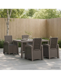 Set da Pranzo per Giardino 5 pz Grigio chiaro e Antracite PP