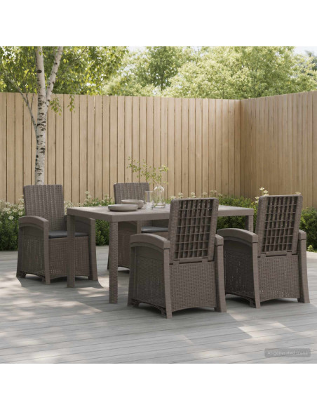 Set da Pranzo per Giardino 5 pz Grigio chiaro e Antracite PP