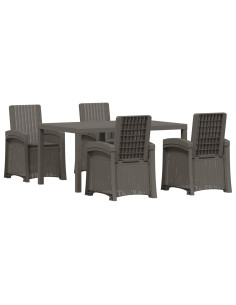Set da Pranzo per Giardino 5 pz Grigio chiaro e Antracite PP 2