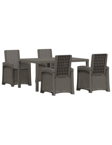 Set da Pranzo per Giardino 5 pz Grigio chiaro e Antracite PP