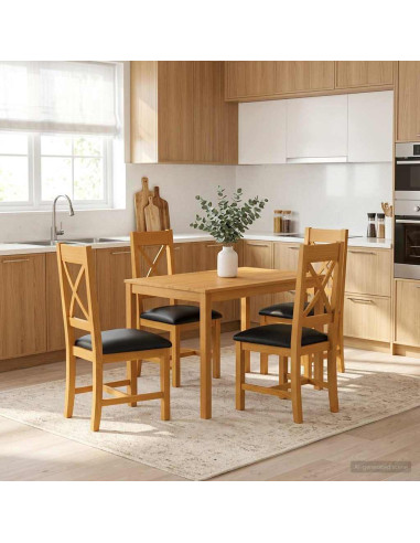 Set da pranzo 5 pz Nero Legno di Quercia Massello
