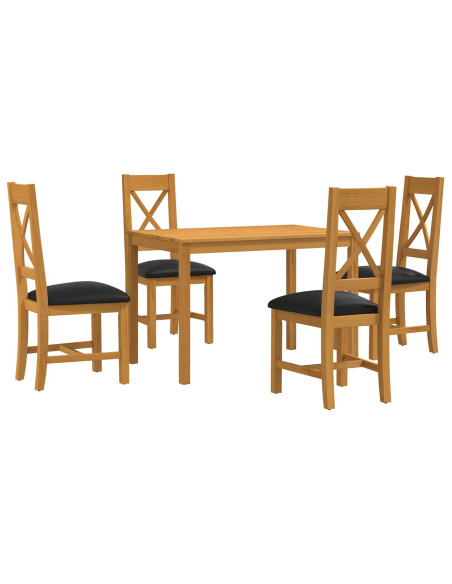 Set da pranzo 5 pz Nero Legno di Quercia Massello