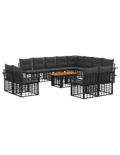 Set Divano da Giardino 13 pz Nero e Grigio scuro polyrattan 2