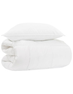Set Duvet e Cuscino da Letto 2 pz Bianco Fibra di bambù