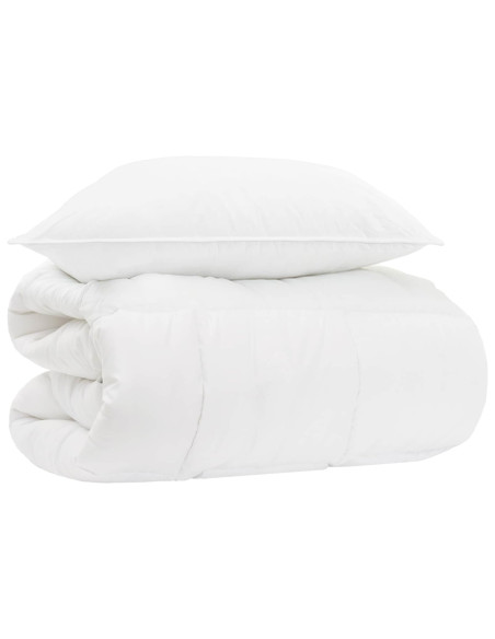 Set Duvet e Cuscino da Letto 2 pz Bianco Fibra di bambù