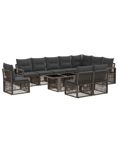 Set Divano da Giardino 11 pz Grigio e Grigio Scuro polyrattan