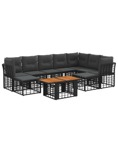 Set Divano da Giardino 10 pz Nero e Grigio scuro polyrattan 2