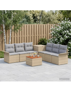 Set di divani 8 pz Beige e Grigio Chiaro