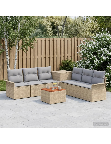 Set di divani 8 pz Beige e Grigio Chiaro