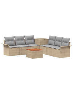 Set di divani 8 pz Beige e Grigio Chiaro 2