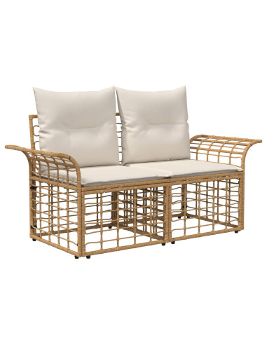 Set di divani da esterno 9 pz Naturale e Bianco Crema