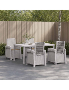 Set da Pranzo per Giardino 5 pz Bianco e Tortora PP