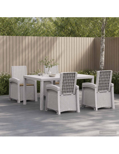 Set da Pranzo per Giardino 5 pz Bianco e Tortora PP