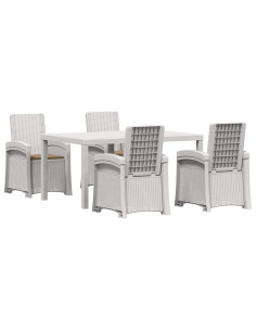 Set da Pranzo per Giardino 5 pz Bianco e Tortora PP 2