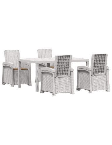 Set da Pranzo per Giardino 5 pz Bianco e Tortora PP