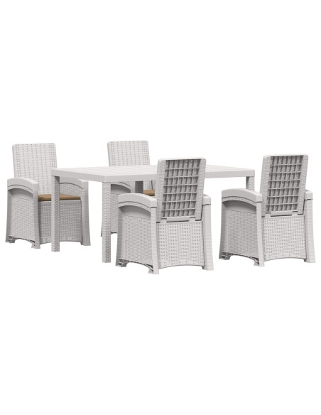 Set da Pranzo per Giardino 5 pz Bianco e Tortora PP