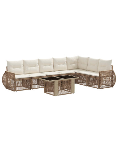 Set Divano da Giardino 8 pz Beige e Bianco Crema polyrattan
