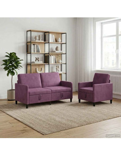 Set di Divani con Storage 2 pz Viola Poliestere