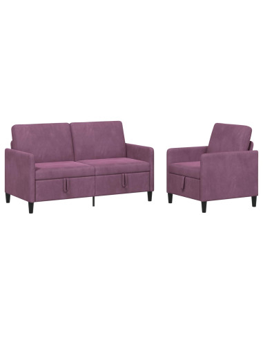 Set di Divani con Storage 2 pz Viola Poliestere