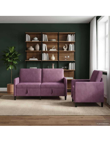 Set di Divani con Storage 2 pz Viola Poliestere