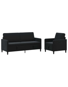 Set di Divani con Storage 2 pz Nero Poliestere 2