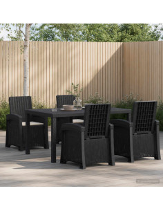 Set da Pranzo per Giardino 5 pz Antracite e Grigio chiaro PP