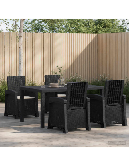 Set da Pranzo per Giardino 5 pz Antracite e Grigio chiaro PP