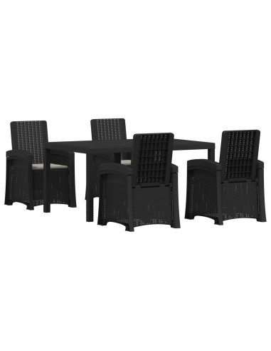 Set da Pranzo per Giardino 5 pz Antracite e Grigio chiaro PP