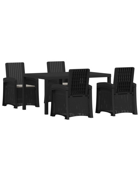 Set da Pranzo per Giardino 5 pz Antracite e Grigio chiaro PP