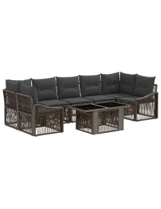 Set Divano da Giardino 8 pz Grigio e Grigio Scuro polyrattan 2