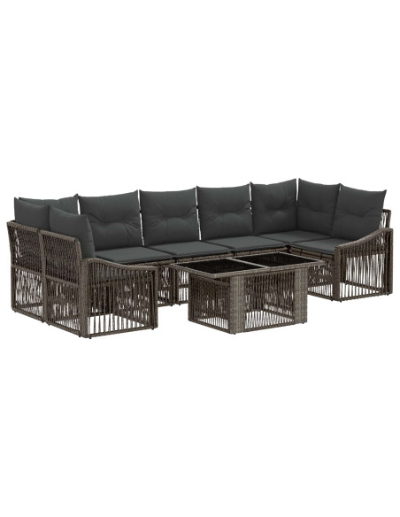 Set Divano da Giardino 8 pz Grigio e Grigio Scuro polyrattan