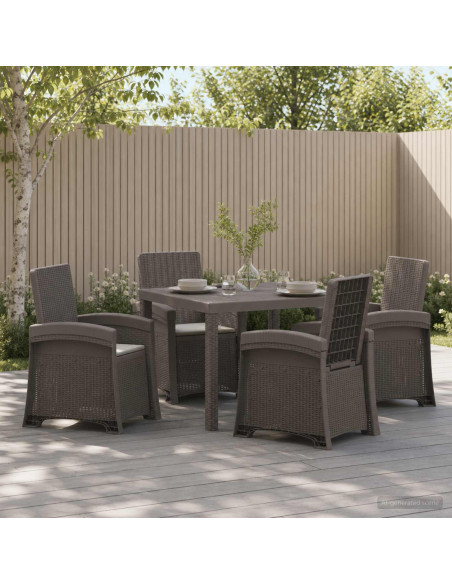 Set da Pranzo per Giardino 5 pz Grigio Chiaro PP
