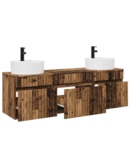 Set di Armadi da Bagno 3 pz Legno antico 49 x 44,5 x 65 cm