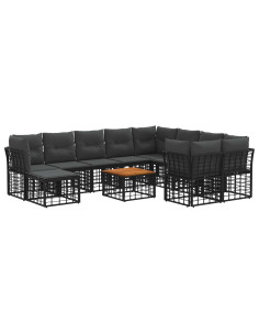 Set di divani da esterno 11 pz Nero e Grigio scuro polyrattan 2