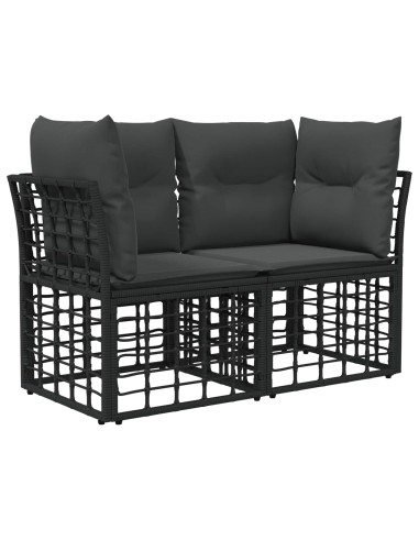 Set di divani da esterno 11 pz Nero e Grigio scuro polyrattan