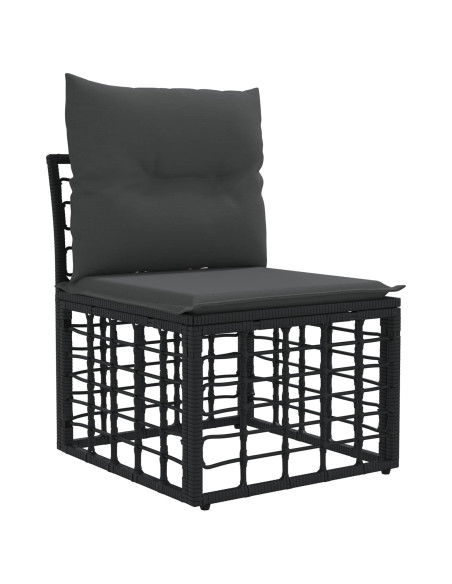 Set di divani da esterno 11 pz Nero e Grigio scuro polyrattan