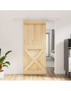 Porta scorrevole Naturale e Bianco 85 x 210 cm