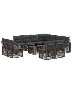 Set Divano da Giardino 12 pz Grigio e Grigio Scuro polyrattan 2