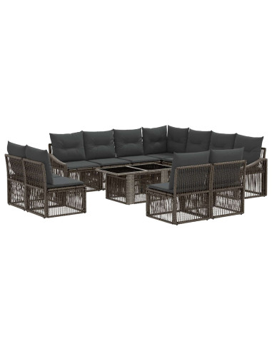 Set Divano da Giardino 12 pz Grigio e Grigio Scuro polyrattan