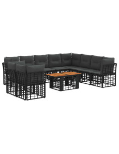 Set Divano da Giardino 11 pz Nero e Grigio scuro polyrattan 2