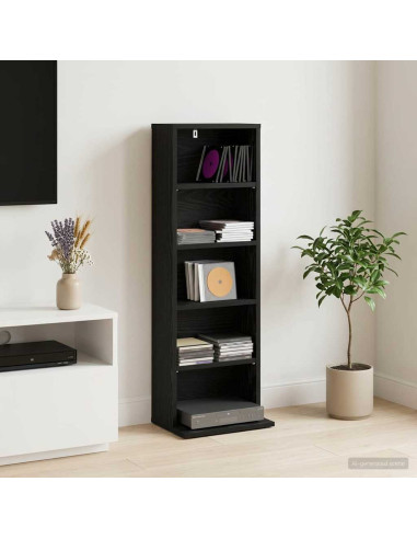 Mobile per CD Rovere Nero 33 x 23,5 x 97,5 cm