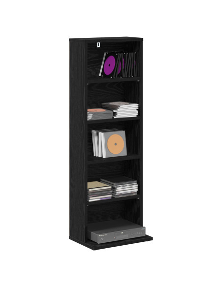 Mobile per CD Rovere Nero 33 x 23,5 x 97,5 cm