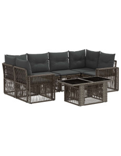 Set Divano da Giardino 7 pz Grigio e Grigio Scuro polyrattan 2