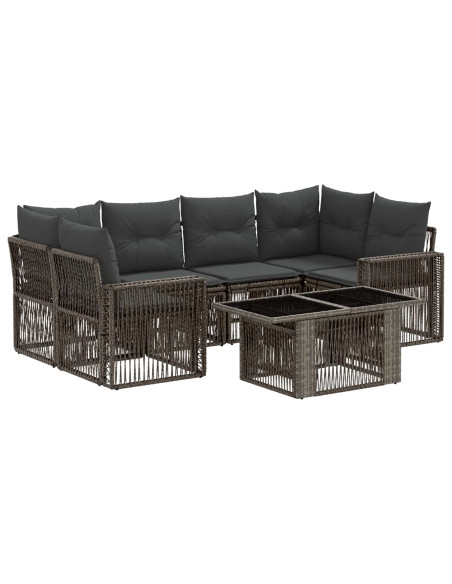 Set Divano da Giardino 7 pz Grigio e Grigio Scuro polyrattan