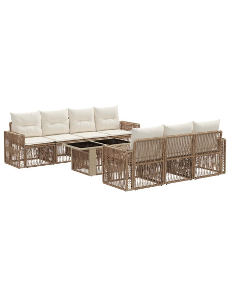 Set Divano da Giardino 8 pz Beige e Bianco Crema polyrattan