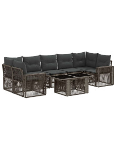 Set Divano da Giardino 8 pz Grigio e Grigio Scuro polyrattan 2