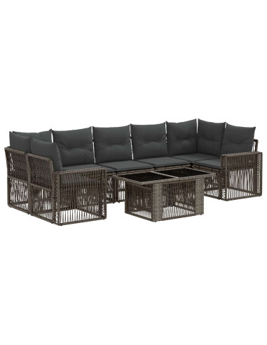Set Divano da Giardino 8 pz Grigio e Grigio Scuro polyrattan