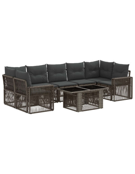 Set Divano da Giardino 8 pz Grigio e Grigio Scuro polyrattan