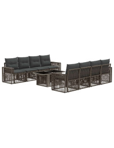 Set Divano da Giardino 9 pz Grigio e Grigio Scuro polyrattan 2